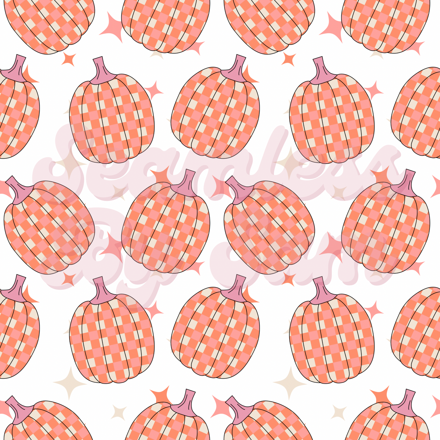 Checkered Pumpkins | Seamless File | Digital Download