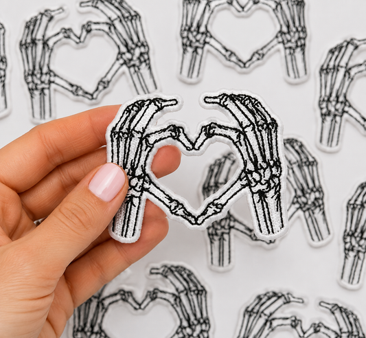 Skeleton Heart Hands | Iron On Patch