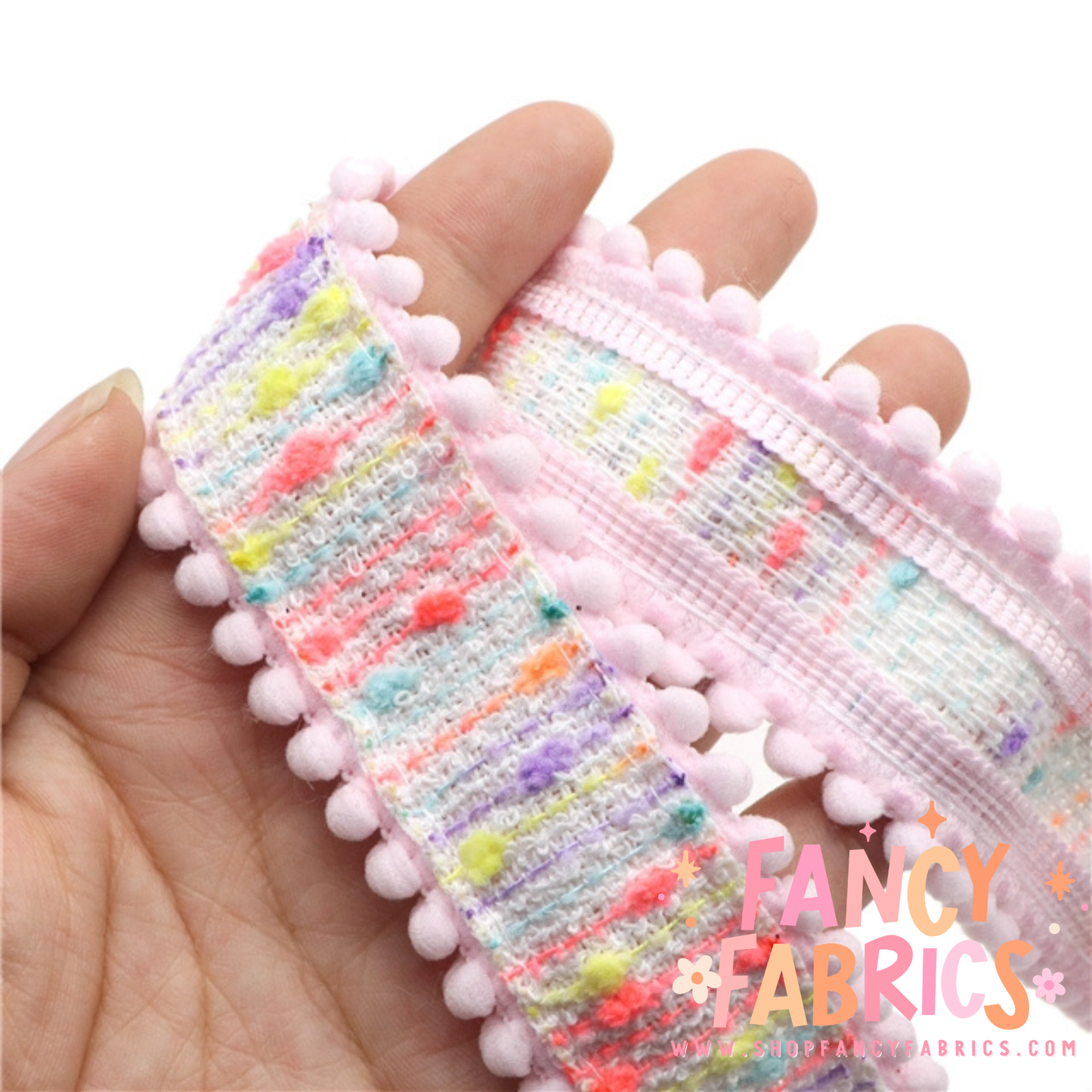 Confetti | 1.5" Single Sided | Pom Pom Ribbon | Sold By The Yard | Ready To Ship