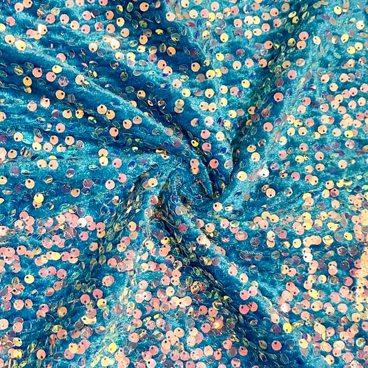Pacific Blue | Stretch Sequin Velvet | Ready to Ship