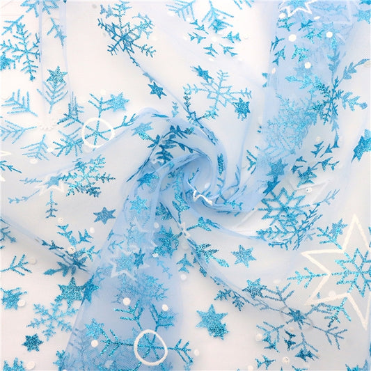 Blue Sparkle Snowflakes | Mesh | Ready To Ship