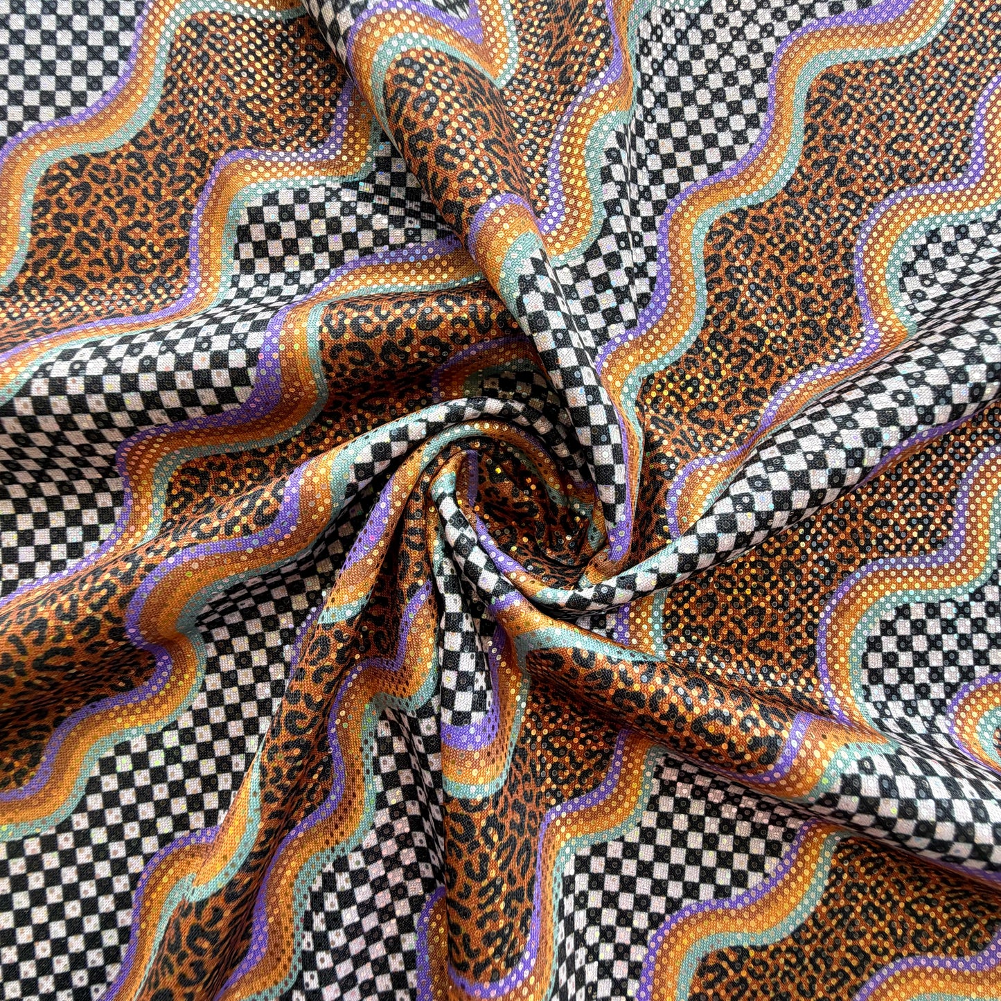 Fall Checker Waves | 4x4 Scaling | Printed Shattered Holographic | Ready To Ship