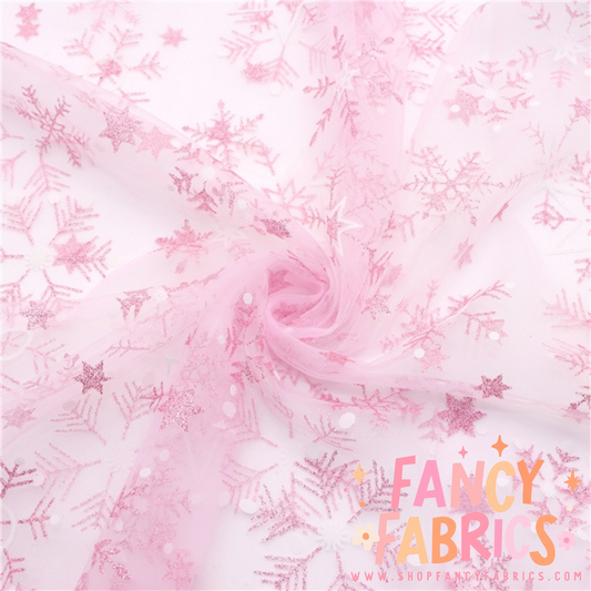 Pink Sparkle Snowflakes | Mesh | Ready To Ship