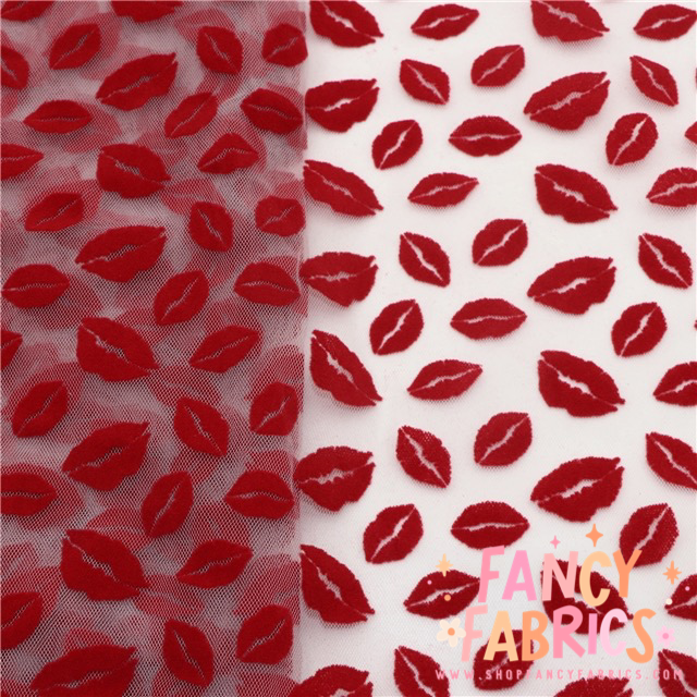 Red Flocked Lips | Mesh | Ready To Ship