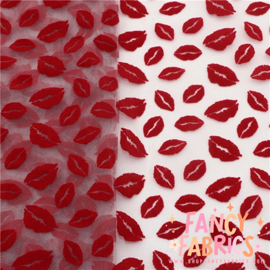 Red Flocked Lips | Mesh | Ready To Ship