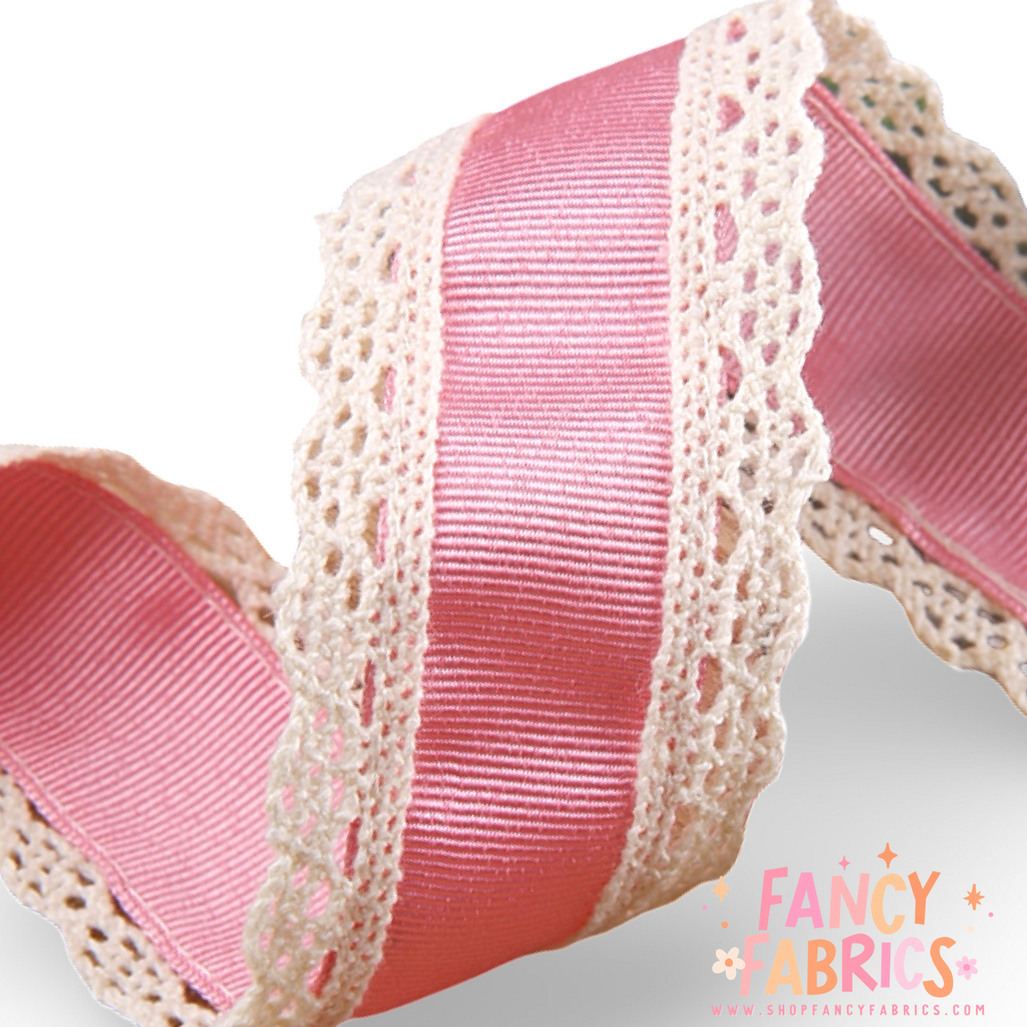 Light Pink | 1.5" Single Sided | Lace Grosgrain Ribbon | Ready To Ship
