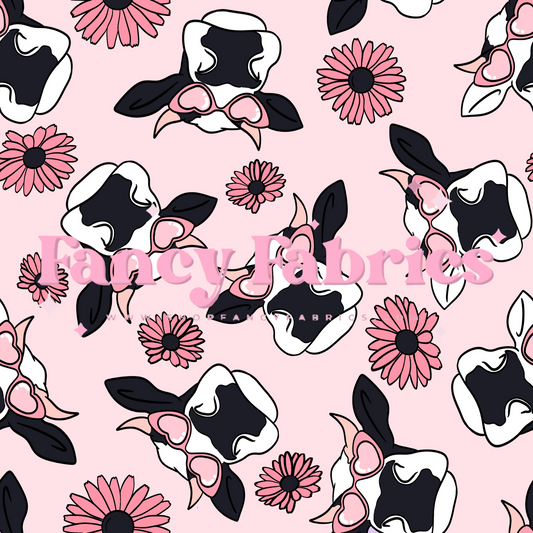 Flower Cows (Pink) | PREORDER | By The Yard