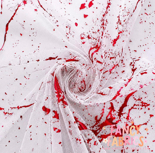 Blood Splatter (White) | Stretch Mesh | Ready To Ship