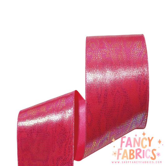 Dark Pink Snakeskin | 3" Single Sided | Holographic Ribbon | Ready To Ship