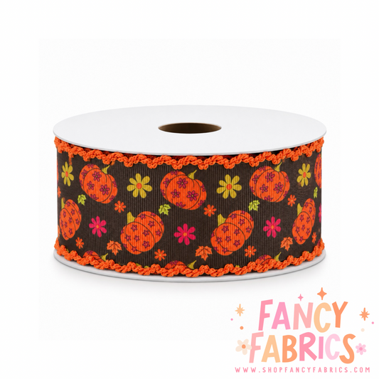 Groovy Pumpkins | 2" Single Sided | Moonstitch Printed Ribbon | Ready To Ship