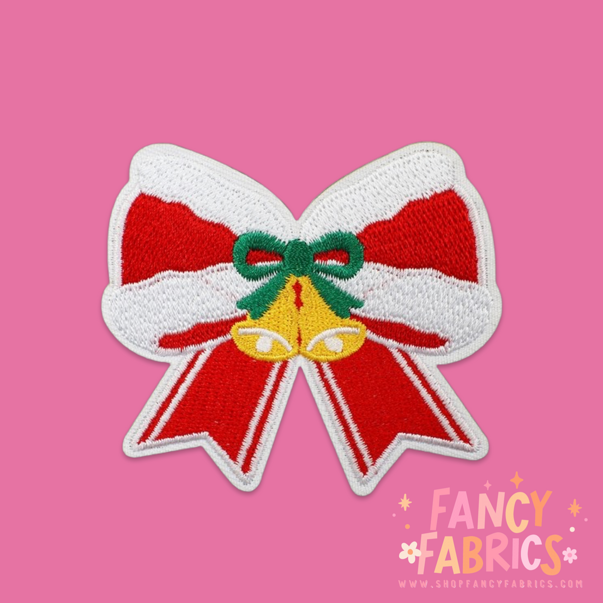 Christmas Bow (Bells) | Iron On Patch