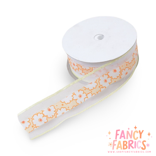 Orange | 1.5" | Flower Mesh Ribbon | Ready To Ship