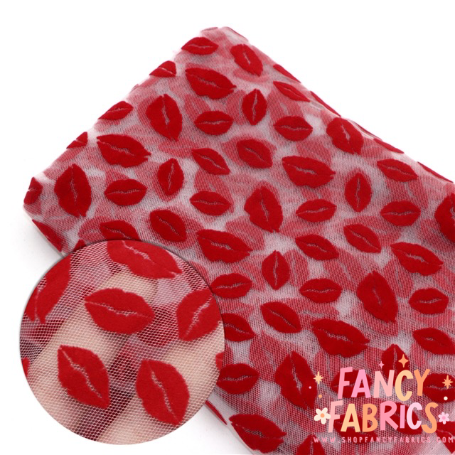 Red Flocked Lips | Mesh | Ready To Ship