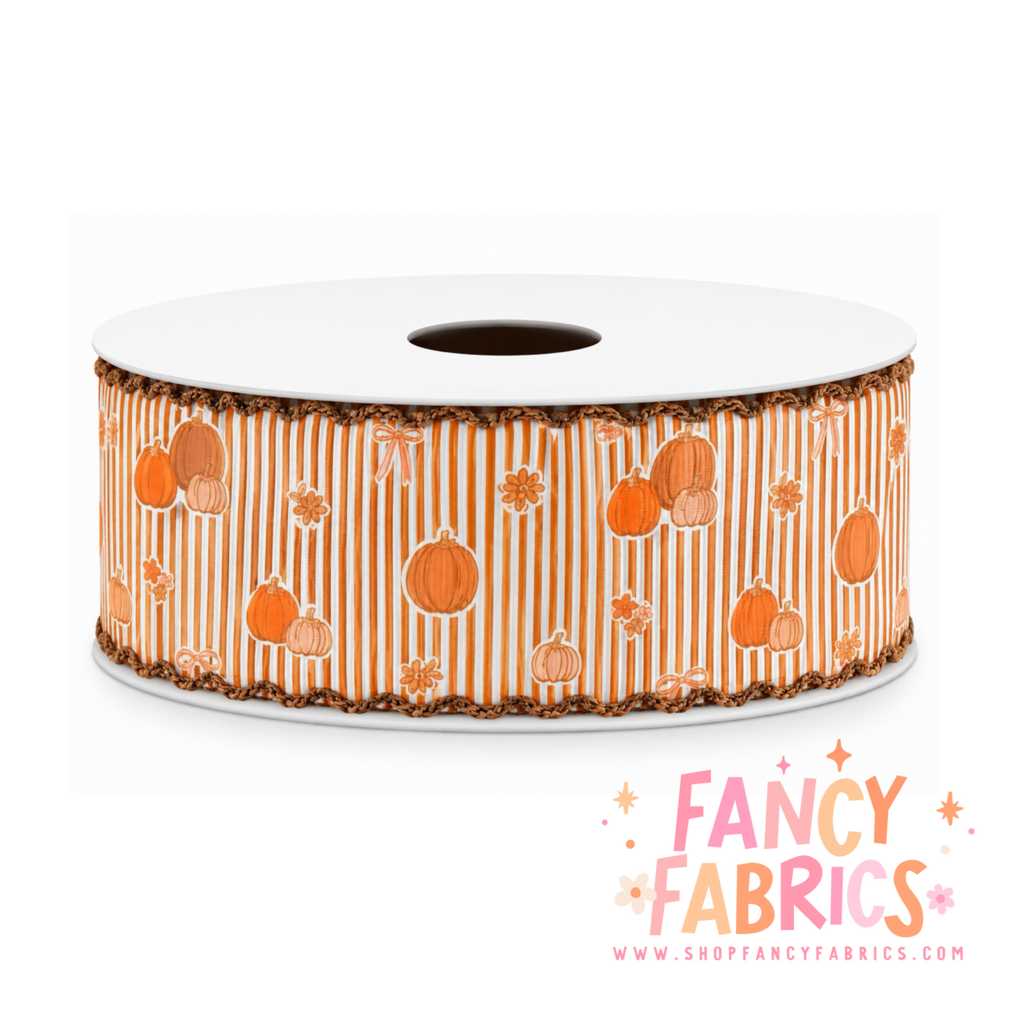 Pumpkin Stripes | 2" Single Sided | Moonstitch Printed Ribbon | Ready To Ship