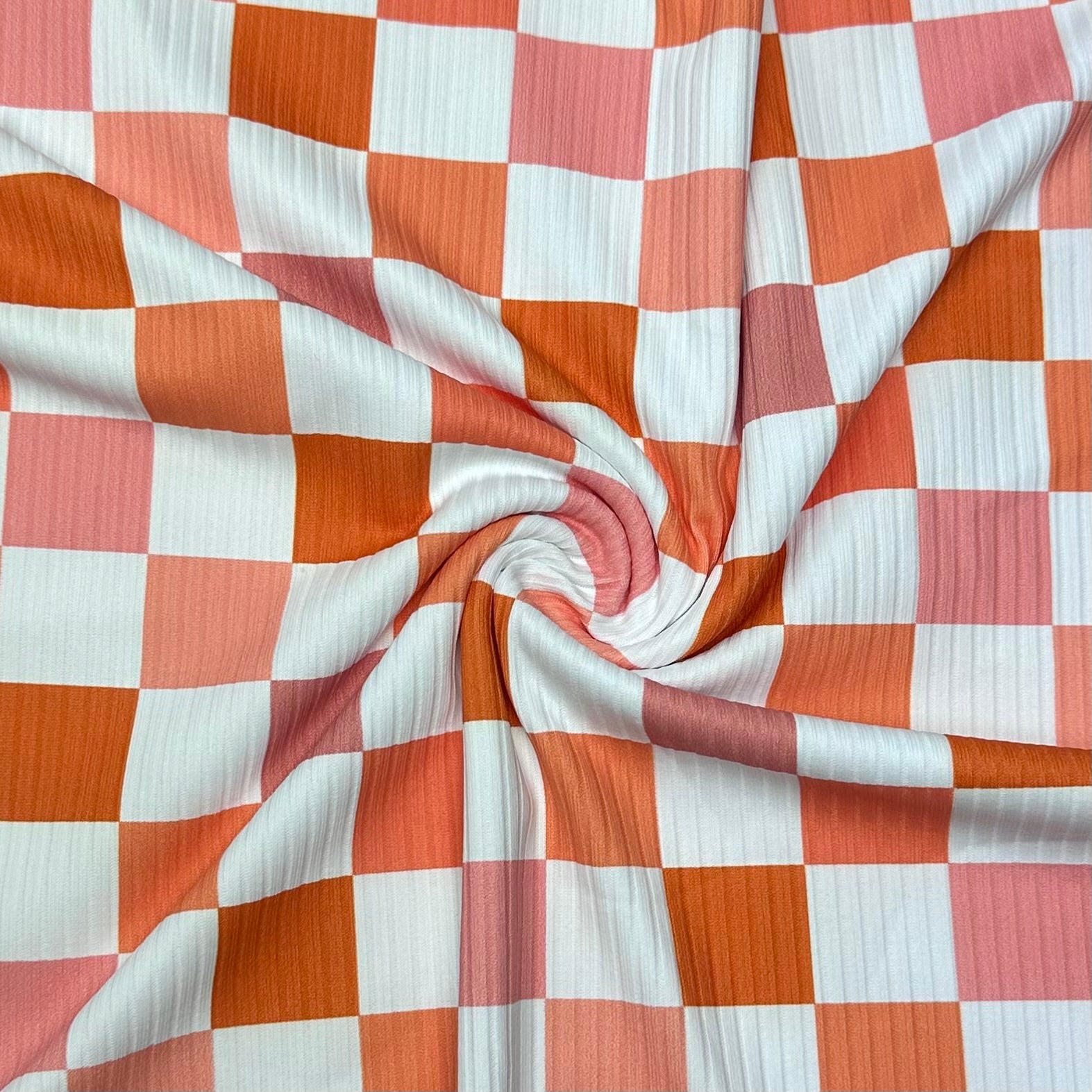 Orange Checkers | 8x8 Scaling | Skinny Rib | Ready To Ship