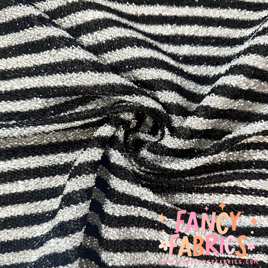 Black & White Stripes | Tinsel Fabric | Ready To Ship