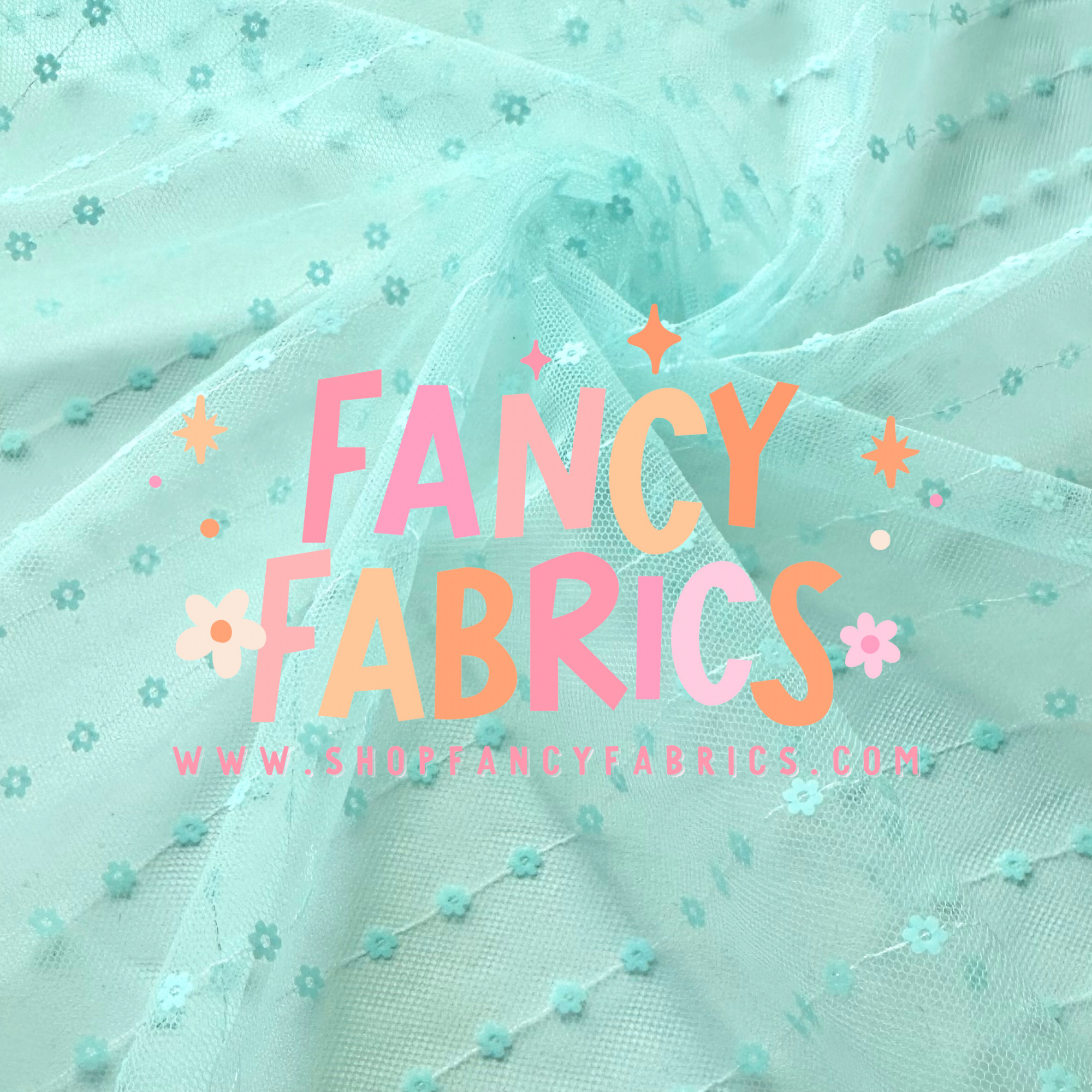 Blue/Green | Tiny Flower Sequin Mesh | Ready To Ship