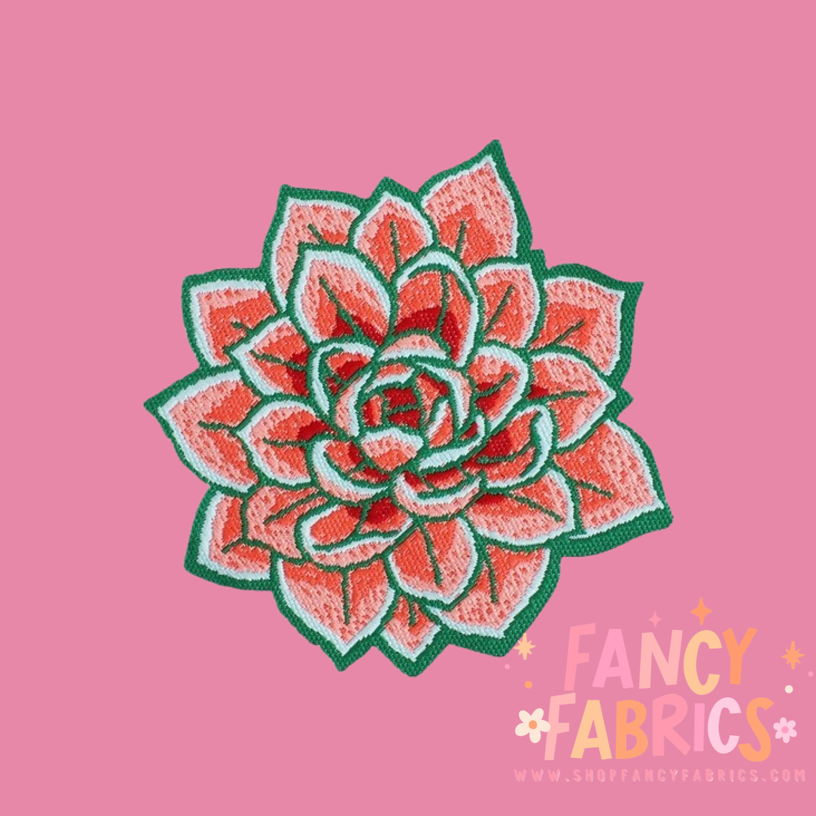 coral flower iron on patch