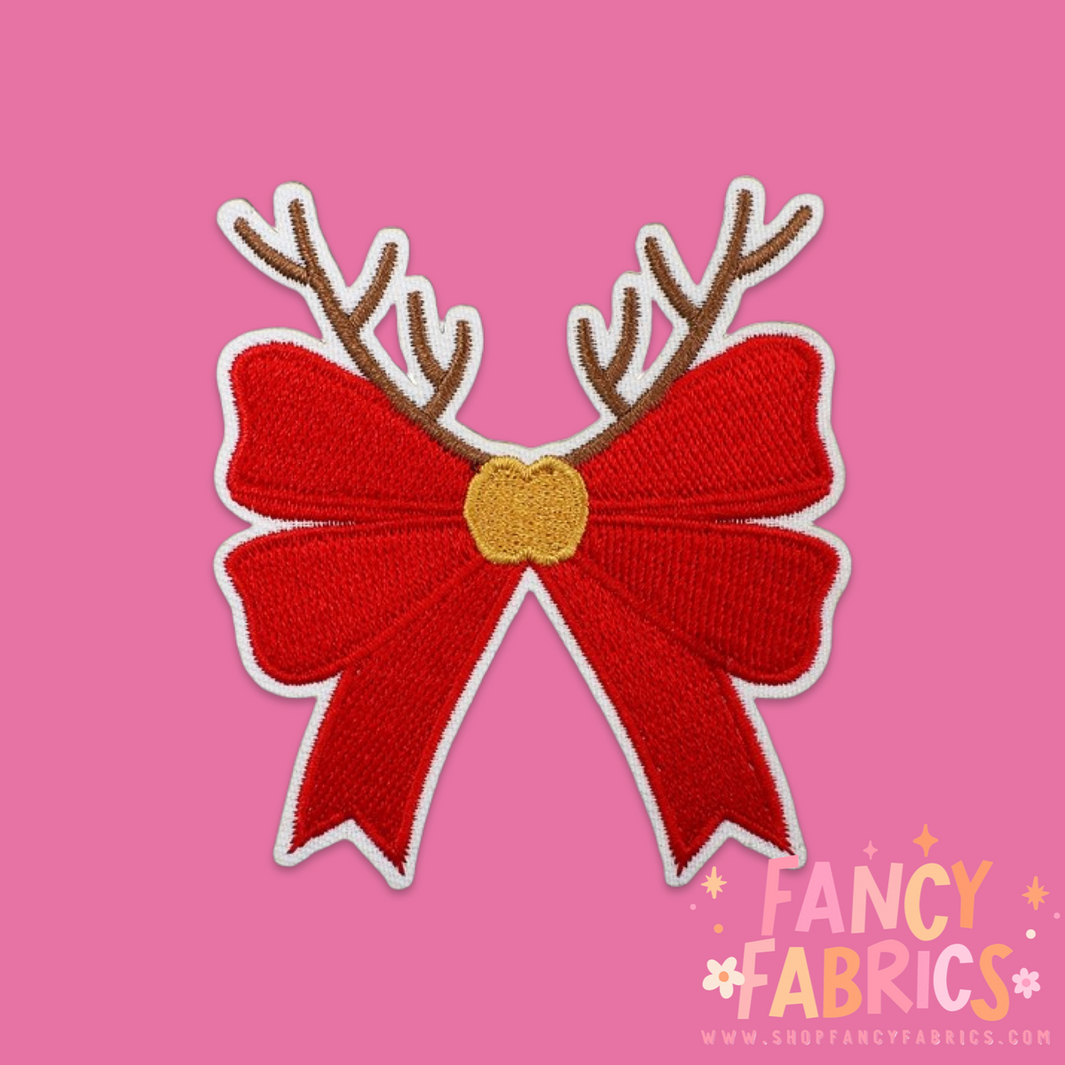Christmas Bow (Antlers) | Iron On Patch
