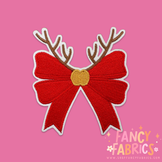Christmas Bow (Antlers) | Iron On Patch