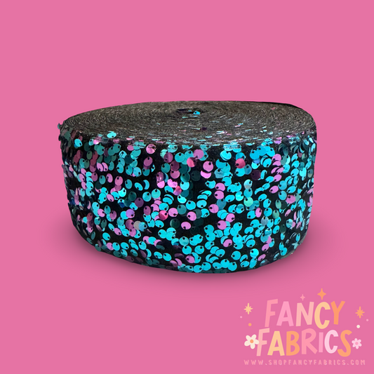 Cosmic | 3" Single Sided | Sequin Velvet Ribbon | Ready To Ship