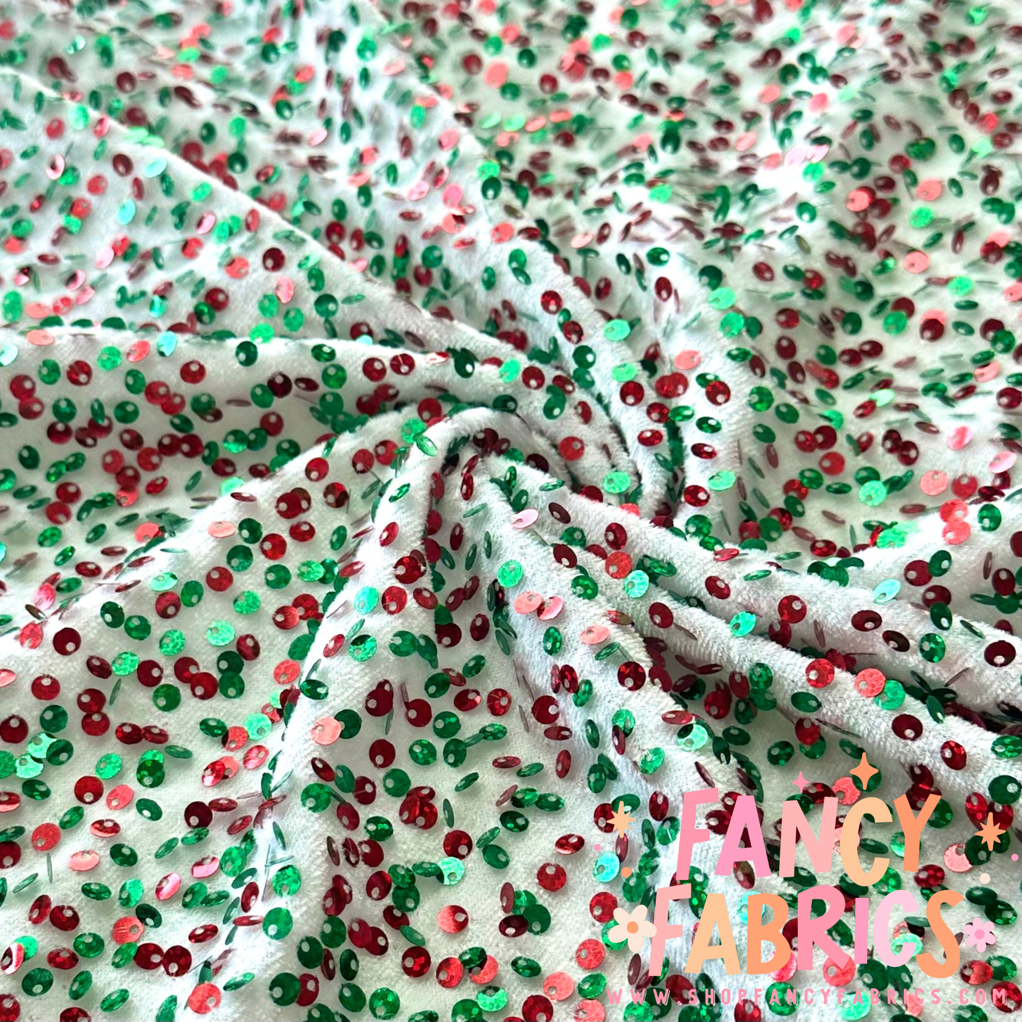 Red + Green | Stretch Sequin Velvet | Ready To Ship