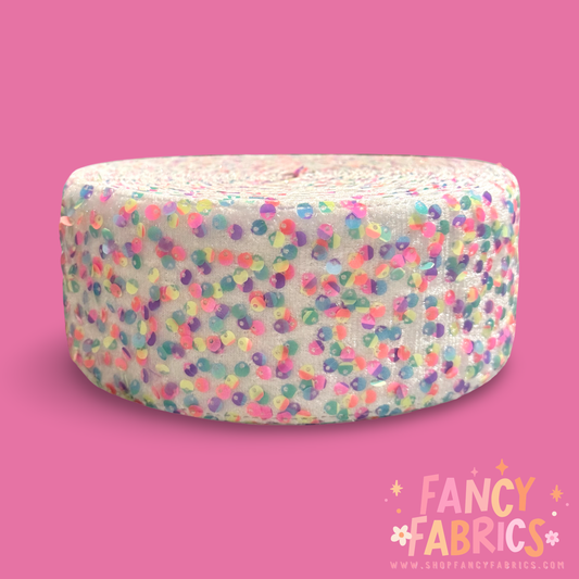 Pastel Princess | 3" Single Sided | Sequin Velvet Ribbon | Ready To Ship