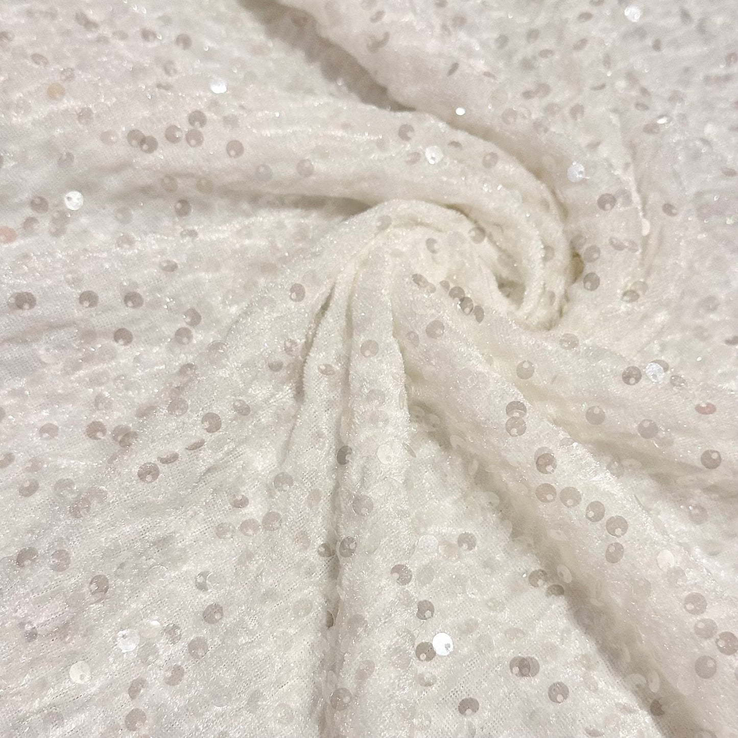White | Stretch Sequin Velvet | Ready to Ship