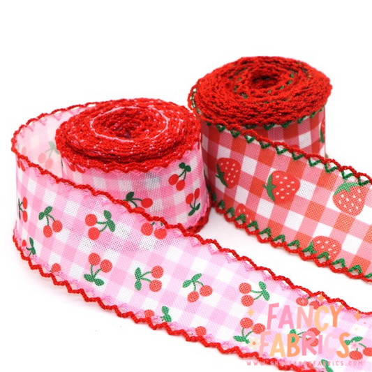Fruit Ribbon | 1.5" Double Hook | Linen Ribbon | Ready To Ship