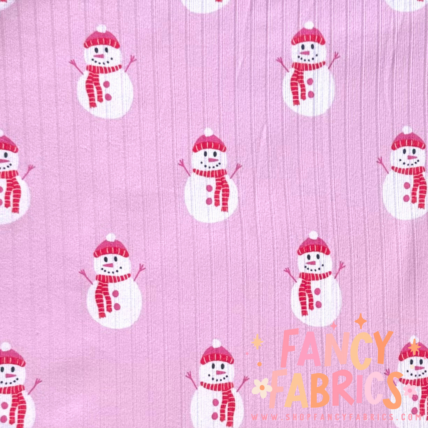 Pink Snowmen | 8x8 | Brushed Rib | Ready To Ship