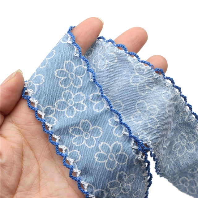 Denim Floral Ribbon | 1.5" Double Hook Ribbon | Ready To Ship
