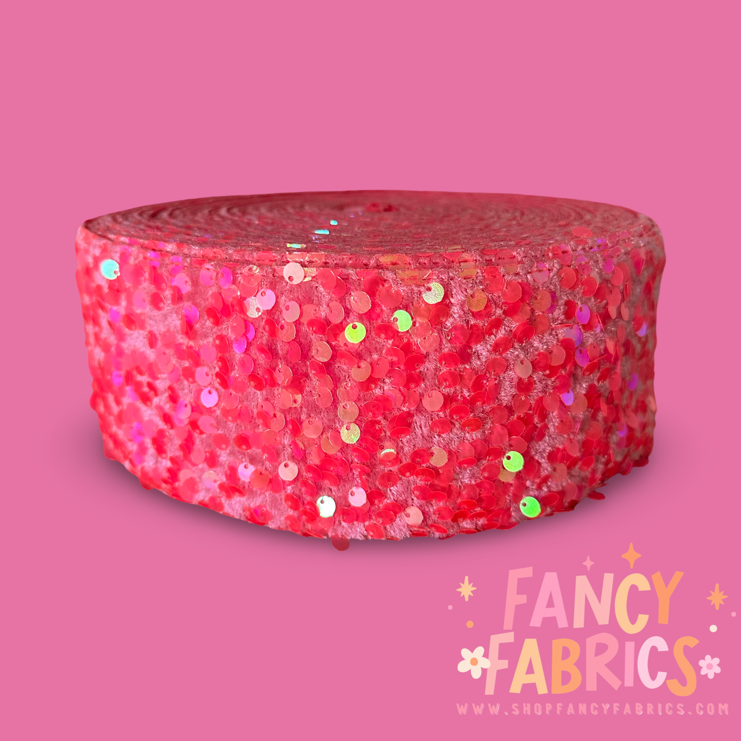 Hot Pink | 3" Single Sided | Sequin Velvet Ribbon | Ready To Ship