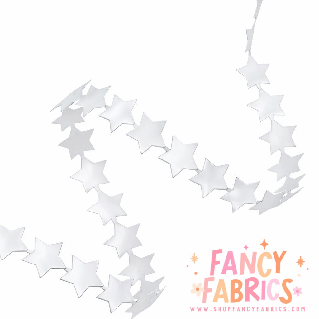Silver | Star Embossed Ribbon | Sold By The Yard