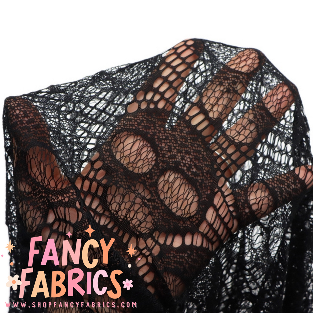 Black Skulls | Stretch Lace | Ready To Ship