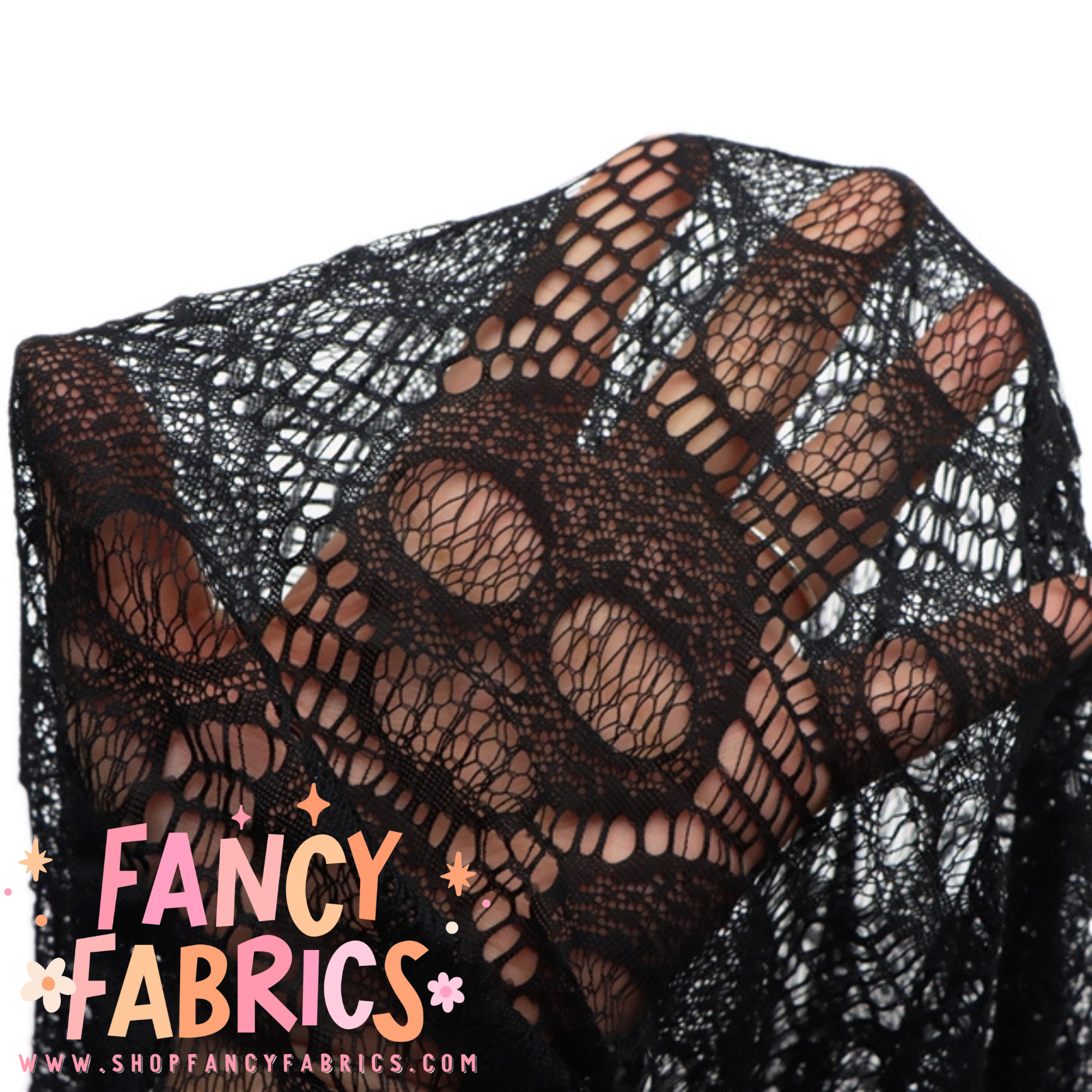 Black Skulls | Stretch Lace | Ready To Ship