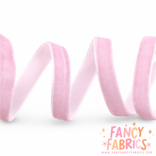 Light Pink | 3/8" Stretch Velvet | Ribbon | Sold By The Yard