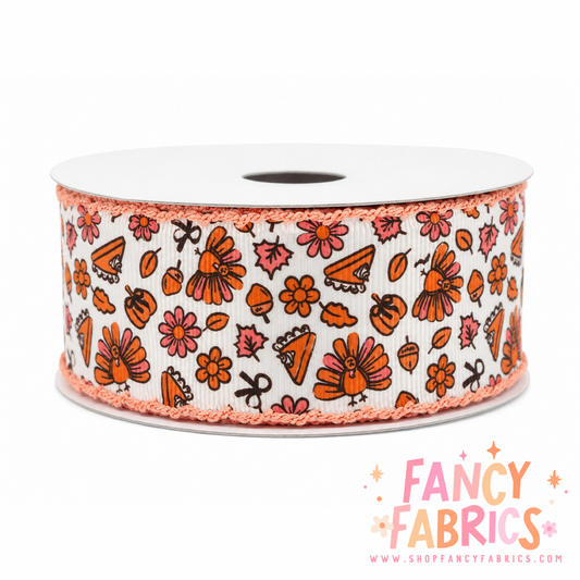 Turkey Day | 2" Single Sided | Moonstitch Printed Ribbon | Ready To Ship