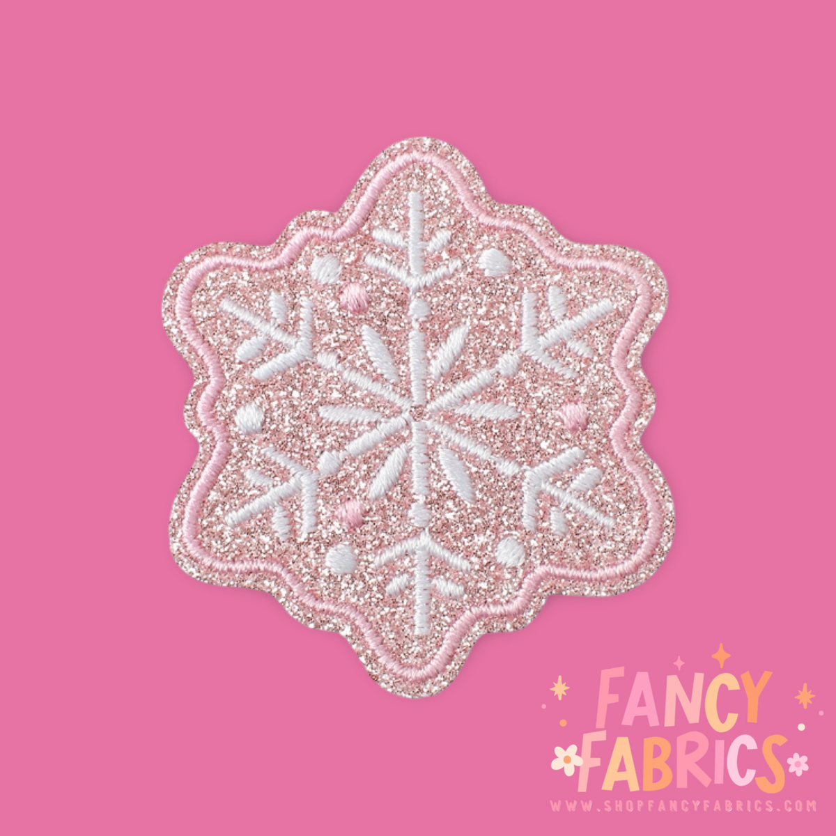Pink Glitter Snowflake | Iron On Patch