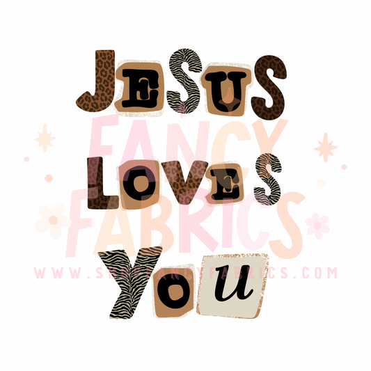 Jesus Loves You (Leopard) | Adult Size | DTF Transfer | Ready To Ship