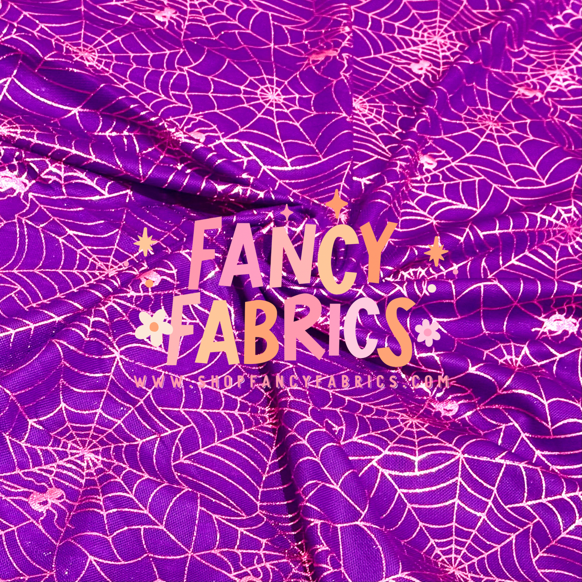 Pink Spiderwebs (Purple Base)  | Stretch Mesh | Ready To Ship