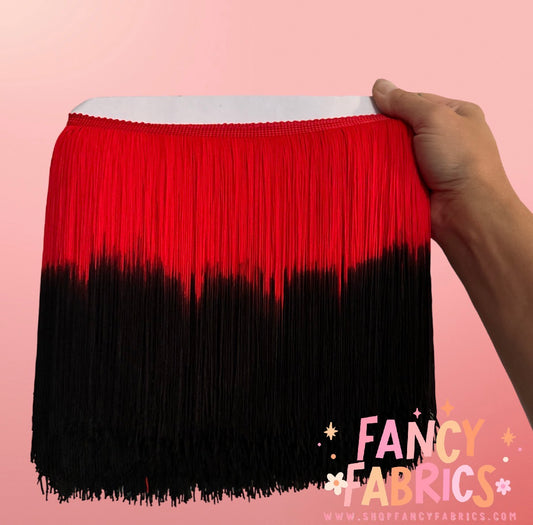 Red + Black | Ombré Fringe | By The Yard