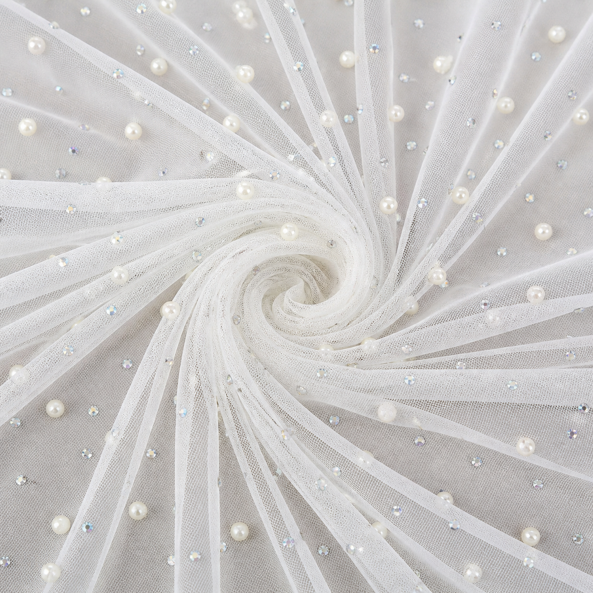 White Rhinestone Mesh Rhinestone + Pearl Mesh | Ready To Ship – Fancy Fabrics
