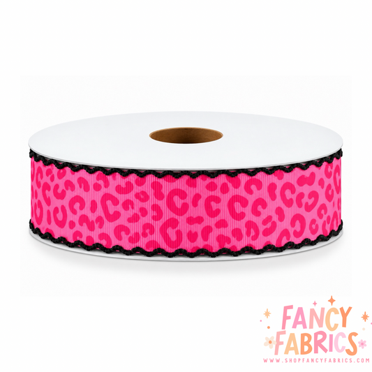 Pink Leopard | 2" Single Sided | Moonstitch Printed Ribbon | Ready To Ship