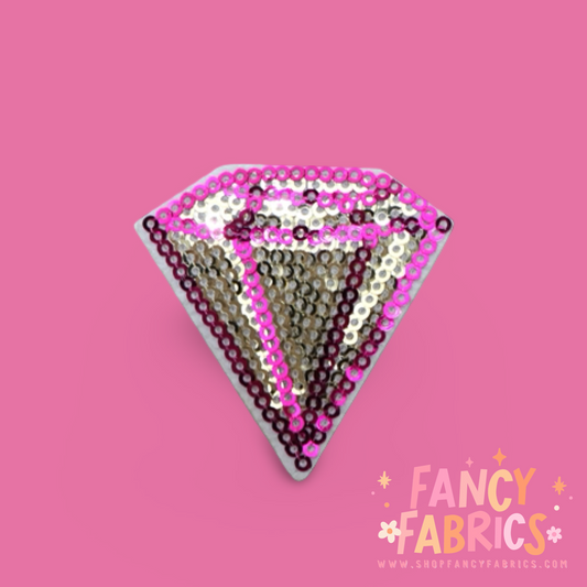 Gold + Pink Sequin Diamond | Iron On Patch