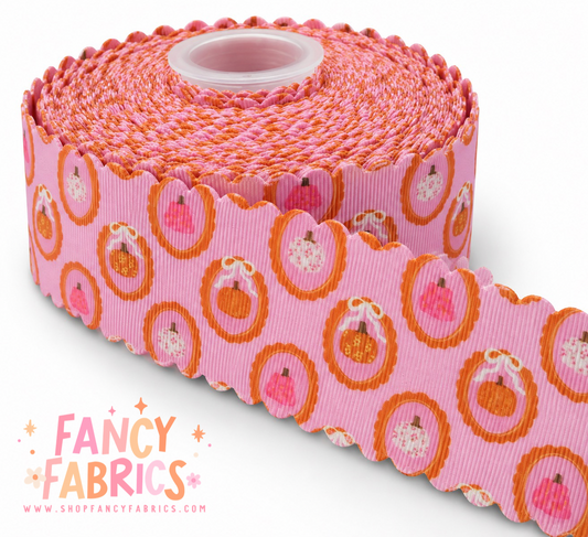 Pumpkin Frames | 2" Single Sided | Scalloped Grosgrain Ribbon | Ready To Ship