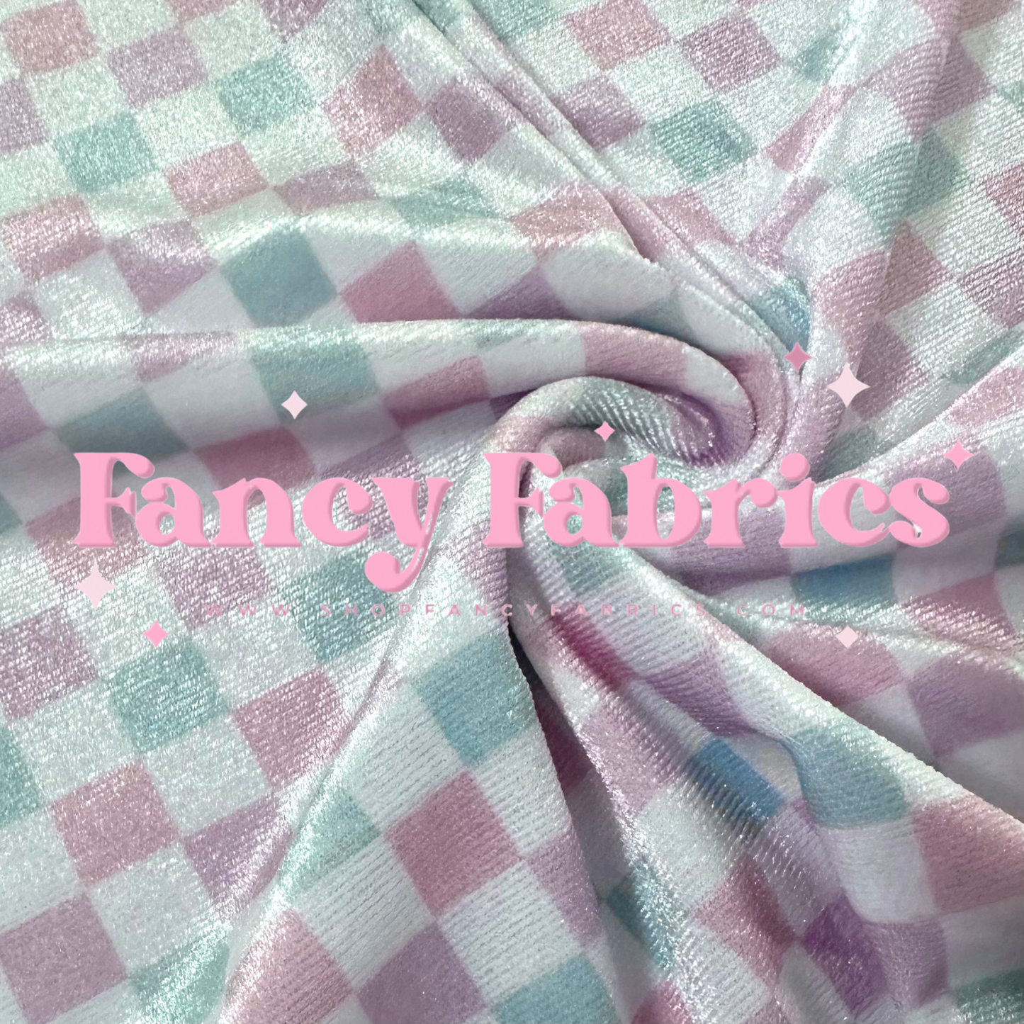 Pastel Checkers | 4x4 Scaling | Stretch Velvet | Ready To Ship