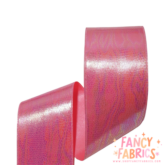 Pink Snakeskin | 3" Single Sided | Holographic Ribbon | Ready To Ship