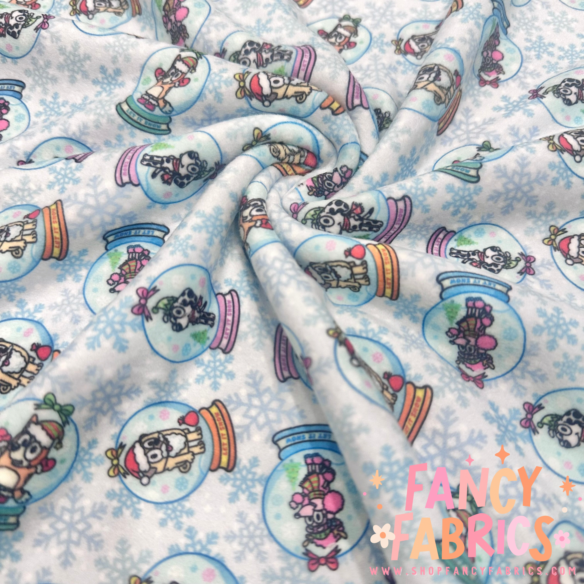 Blue Dog Snowglobes | Single Sided Minky | Ready To Ship