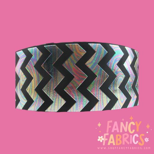 Holo Chevron (Black) 3" single sided ribbon