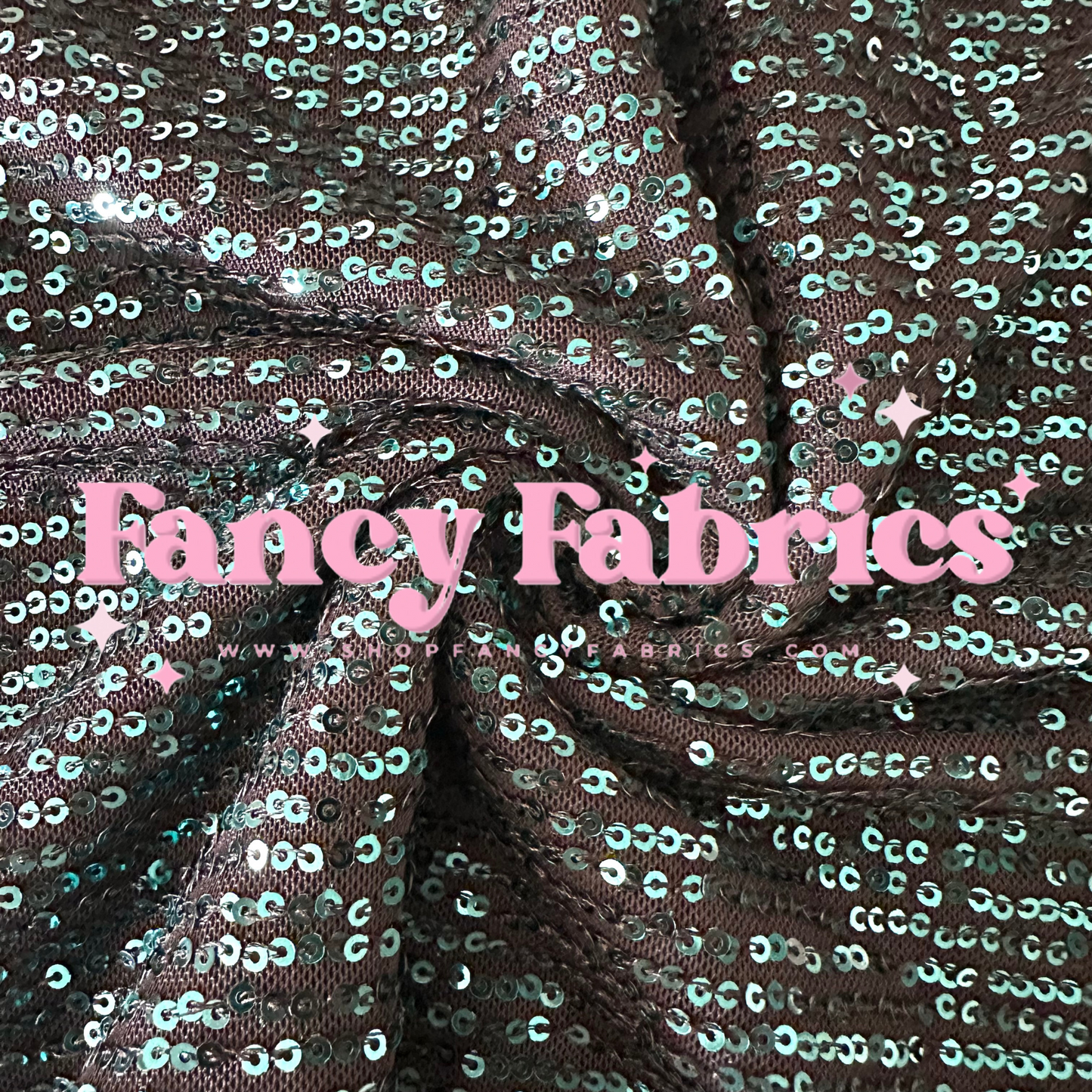 Turquoise Sequin Mesh Fabric